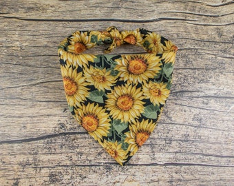 Sunflower Dog Bandana | Fall Dog Bandana | Boho Dog Bandana | Bandana For Dogs | Dog Lover Gift | Square Dog Bandana