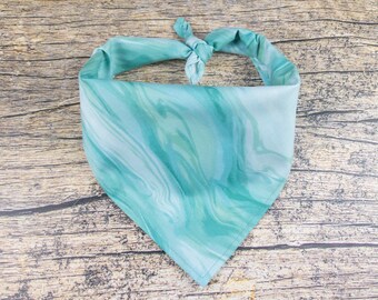 Tie Dye Swirl Dog Bandana Sea Glass | Tie On Dog Scarf | Boho Dog Bandana | Blue Green Dog Bandana | Summer Bandana Dog | Beach Dog Scarf