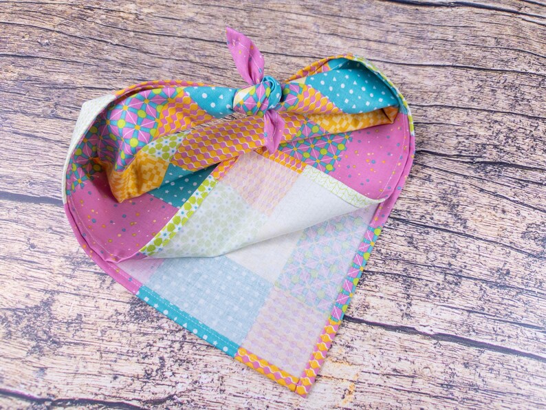Pastel Patchwork Dog Bandana - Colorful Cottagecore Dog Accessory image 7