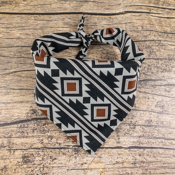 Dog Bandana Black and White Geometric | Tie On Dog Scarf | Southwest Dog Bandana | Boho Dog Bandana | Gifts for Dogs | Fall Dog Scarf