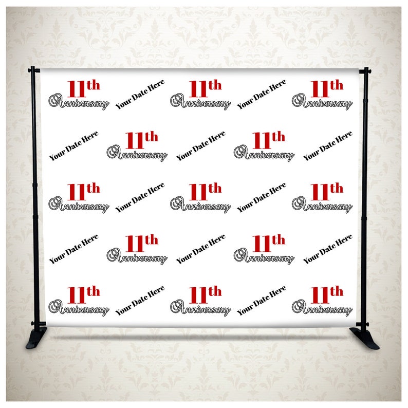 Happy 11th Anniversary Celebration Photography Backdrop Step /& Repeat Banner for Wedding Office Events