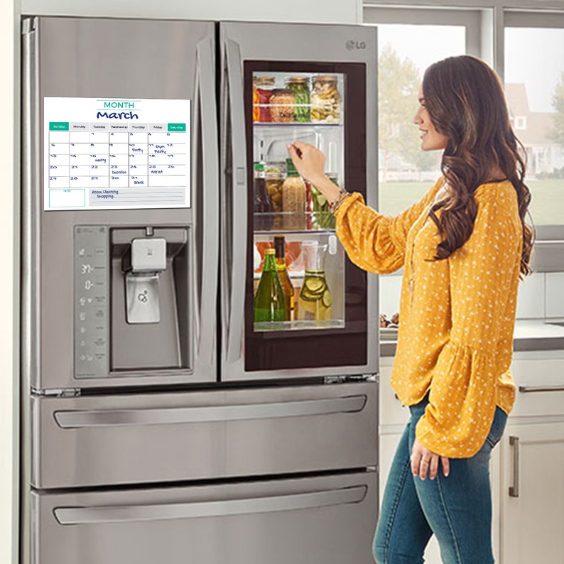 Magnetic Calendar For Fridge Dry Erase Whiteboard Planner Etsy