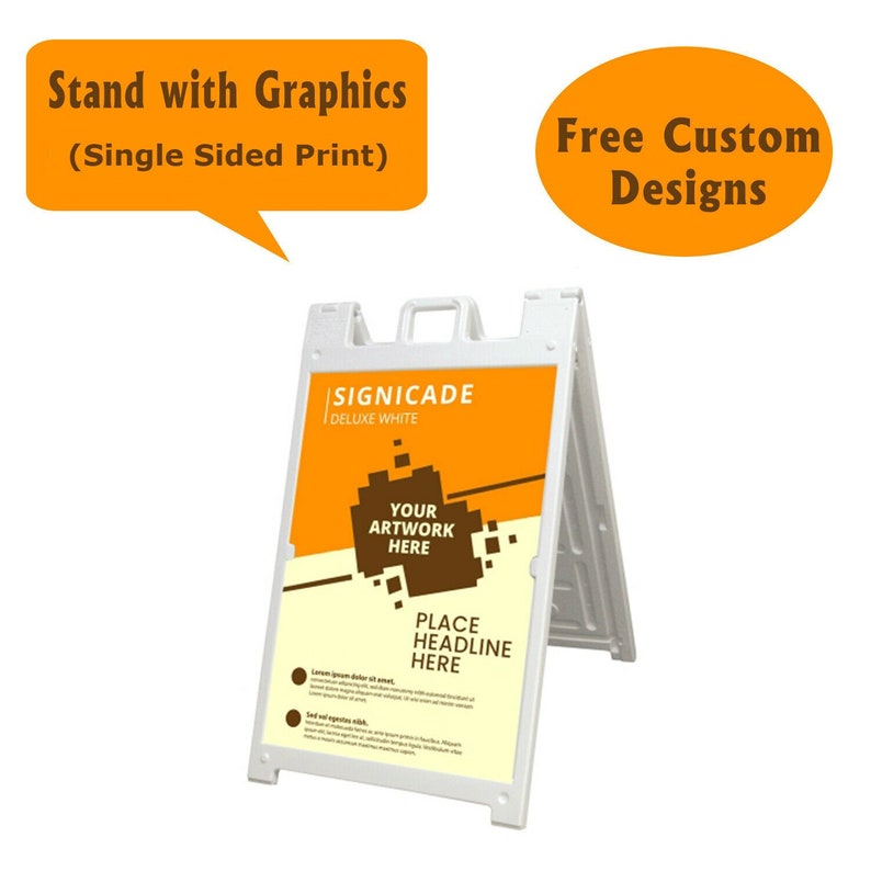 Signicade Sidewalk A Frame Pavement Sign Double Sided Deluxe White Sandwich Board 2/' X 3/'