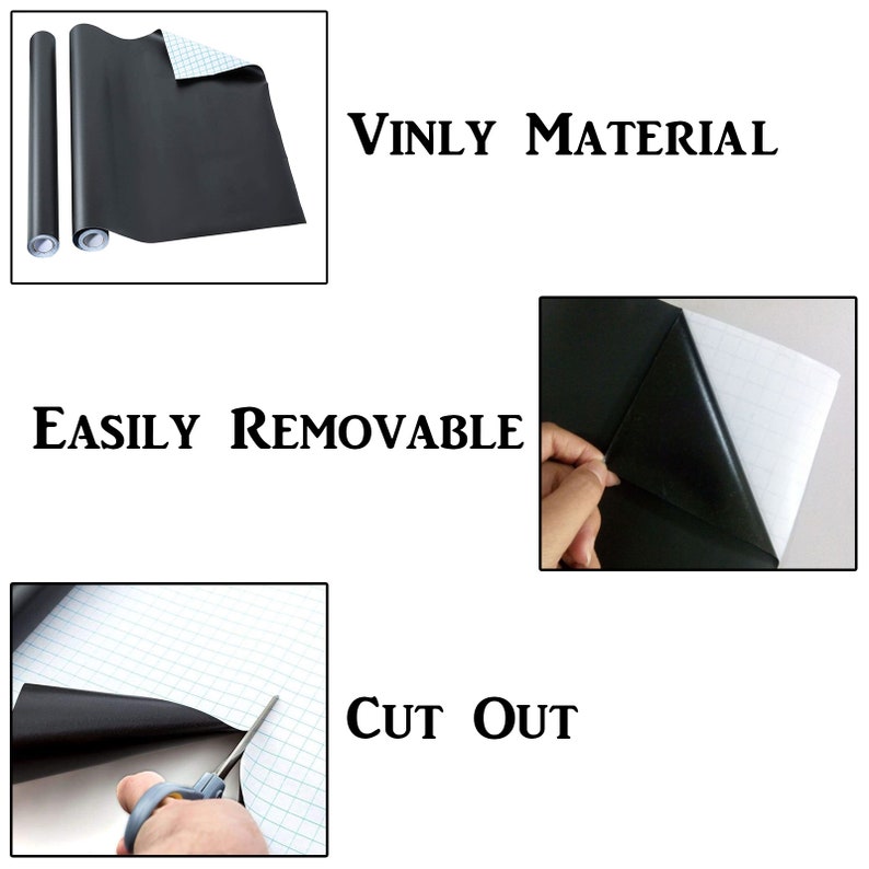 Vinyl Chalkboard Black Contact Paper Roll Peel and Stick Self Etsy