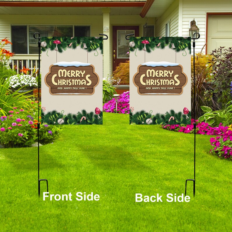 Merry christmas & happy new year garden flag 12x Merry Christmas & Happy New Year Garden Flag 12x | Etsy