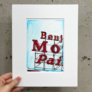 Vintage Benjamin Moore Sign in Denver Hand-drawn Ink and Watercolor Illustration