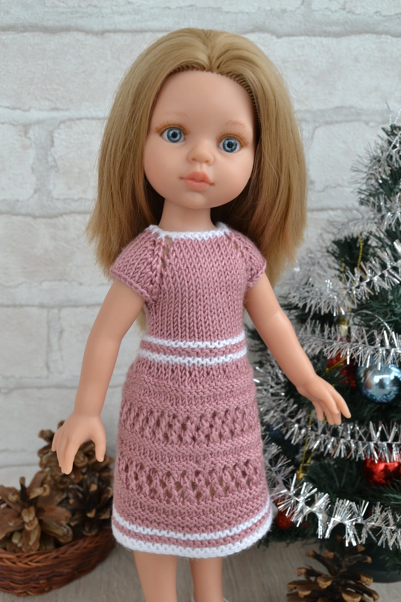 Corolle doll Clothes. Knitted set dress cardigan and hat for Etsy
