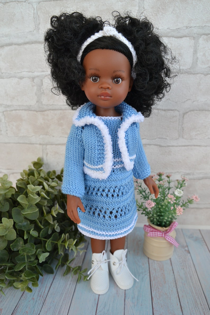 Corolle doll Clothes. Knitted set dress cardigan and hat for Etsy