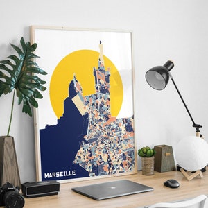 MARSEILLE - Affiche Bonne-Mère Marseille, Affiche Marseille, Bonne mere, Vieux-Port, map design Marseille, Basilique Notre-Dame-de-la-Garde