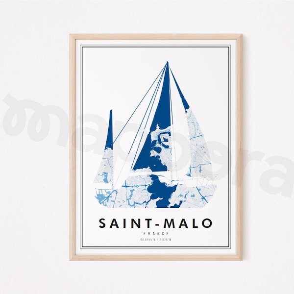 Saint Malo - affiche personnalisable, poster décoration personnalisé, cadeau Saint Malo, affiche ville france, souvenir, anniversaire