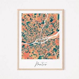 NANTES - Mapa original de Nantes/ pôster de Nantes, pôster de Nantes, mapa de Nantes, design de Nantes, cidade, decoração, personalizado, França, Loire