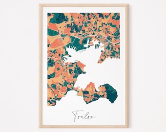 TOULON - Carte artistique de Toulon, poster port de Toulon, affiche Toulon, map Toulon, design Toulon, plan de ville Toulon, Méditerranée