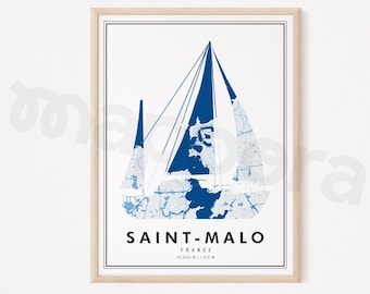 Saint Malo - Custom Map Poster, Customizable City Map, Personalized gift poster, Custom Map print, wall art, french poster, travel poster