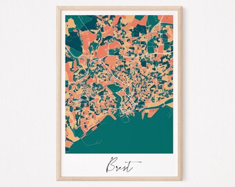 BREST - Elegant map of Brest, Brest port poster, Brest poster, Brest map, Brest design, Brest city map, vintage poster, Ocean