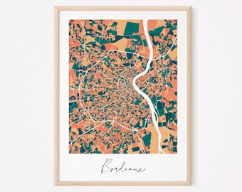 BORDEAUX - Original map of Bordeaux/ city of Bordeaux, Bordeaux poster, Bordeaux design, france, Bordeaux decoration, print, wall map print