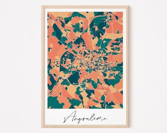 ANGOULÊME - Creative map of Angoulême, Angoulême poster, Angoulême poster, Angoulême map, Angoulême design, Angoulême city map