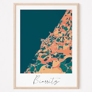 BIARRITZ - Carte originale de Biarritz/ affiche Biarritz, poster Biarritz, map Biarritz, design Biarritz ville décoration personnalisé