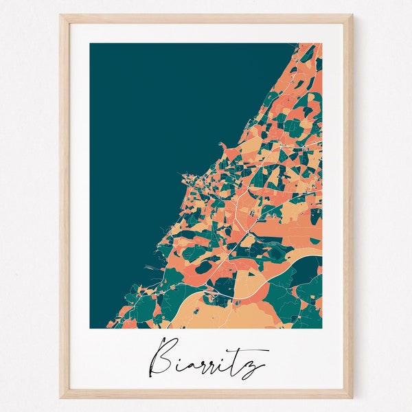 BIARRITZ - Carte originale de Biarritz/ affiche Biarritz, poster Biarritz, map Biarritz, design Biarritz ville décoration personnalisé