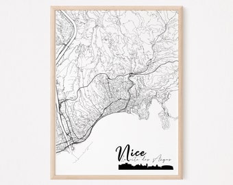 NICE - Original map of Nice/ city of Nice, Nice poster, Nice design, france, europe, Nice decoration, print, wall map print