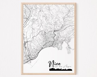 NICE - Carte originale de Nice / affiche Nice, poster Nice, map Nice, design Nice, ville, décoration Nice, personnalisé