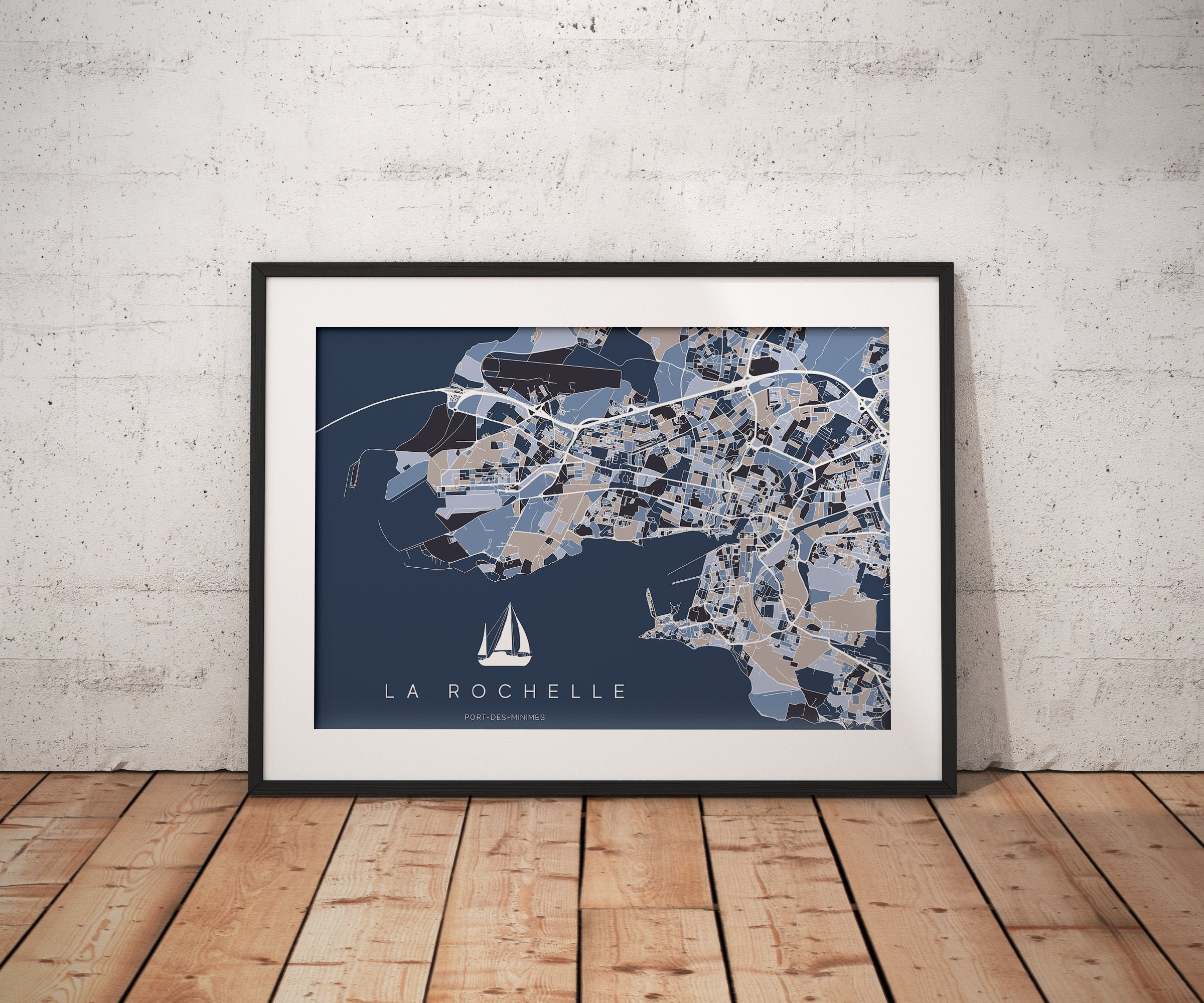 La Rochelle - Carte Originale/Affiche La Rochelle, Poster Map Design, Ville, Décoration Personnalisé