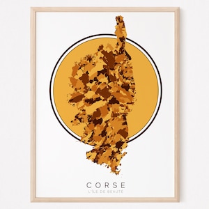 CORSE - Carte originale de Corse/ affiche Corse, poster Corse, map Corse, décoration Corse, Ajaccio, Bonifacio, Pania, Calanque Scandola