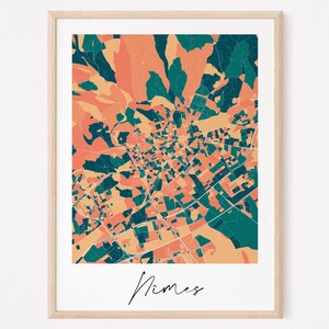 NÎMES - Carte originale de Nîmes/ affiche Nîmes, poster Nîmes, map Nîmes, design Nîmes ville, décoration, personnalisé, pastel