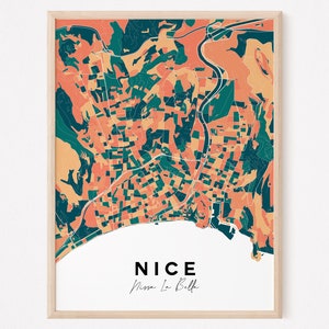 NICE - Carte originale de Nice / affiche Nice, poster Nice, map Nice, design Nice, ville, décoration Nice, personnalisé, mer, france, soleil