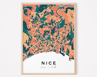 NICE - Carte originale de Nice / affiche Nice, poster Nice, map Nice, design Nice, ville, décoration Nice, personnalisé, mer, france, soleil