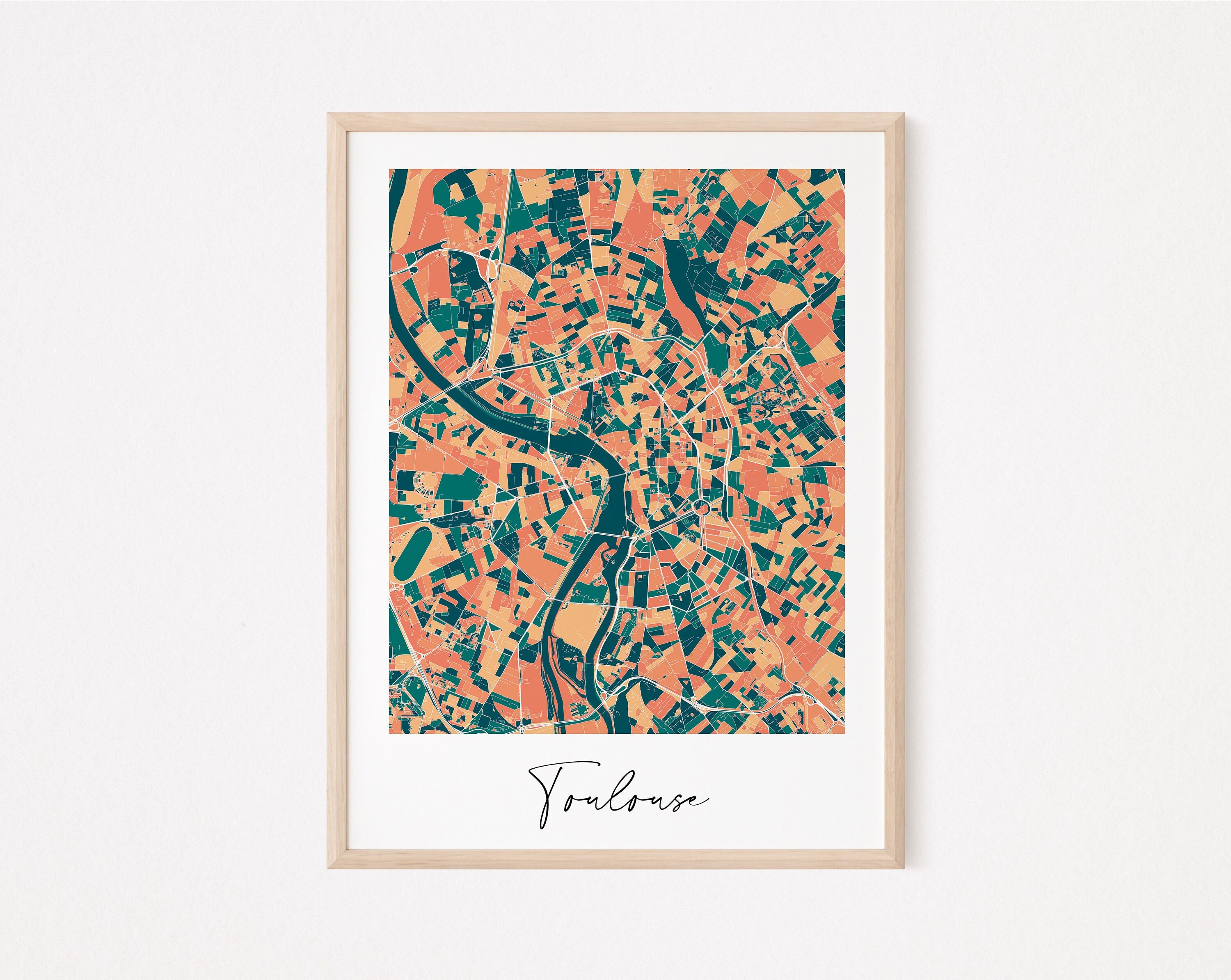 TOULOUSE - Original map of Toulouse/ city of Toulouse, Toulouse poster, Toulouse design, france, europe, decoration, print, wall map print