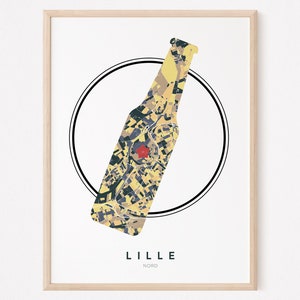LILLE- Carte originale de Lille/ affiche Lille, poster Lille, map Lille, design Lille, ville, décoration Lille