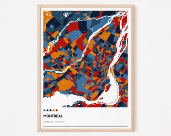 MONTREAL - Original map of Montréal/ city of Montréal, Montréal poster, Montréal design, france, Montréal decoration, print, wall map print
