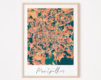 MONTPELLIER - Original map of Montpellier/ city of Montpellier, Montpellier poster, Montpellier design, france, decoration, wall map print