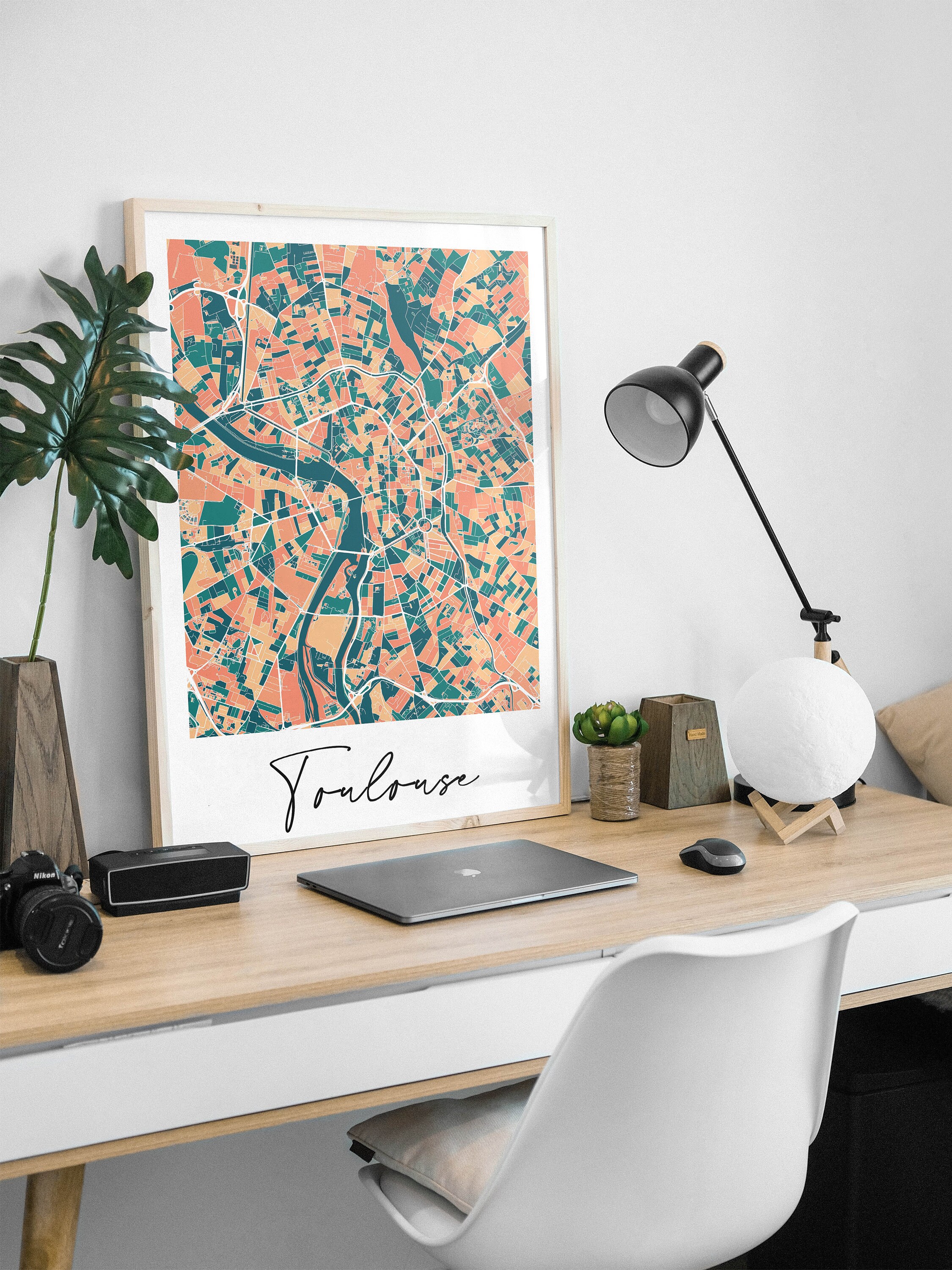 Toulouse - Carte Originale de Toulouse/ Affiche Toulouse, Poster Map Design Ville, Décoration, Perso