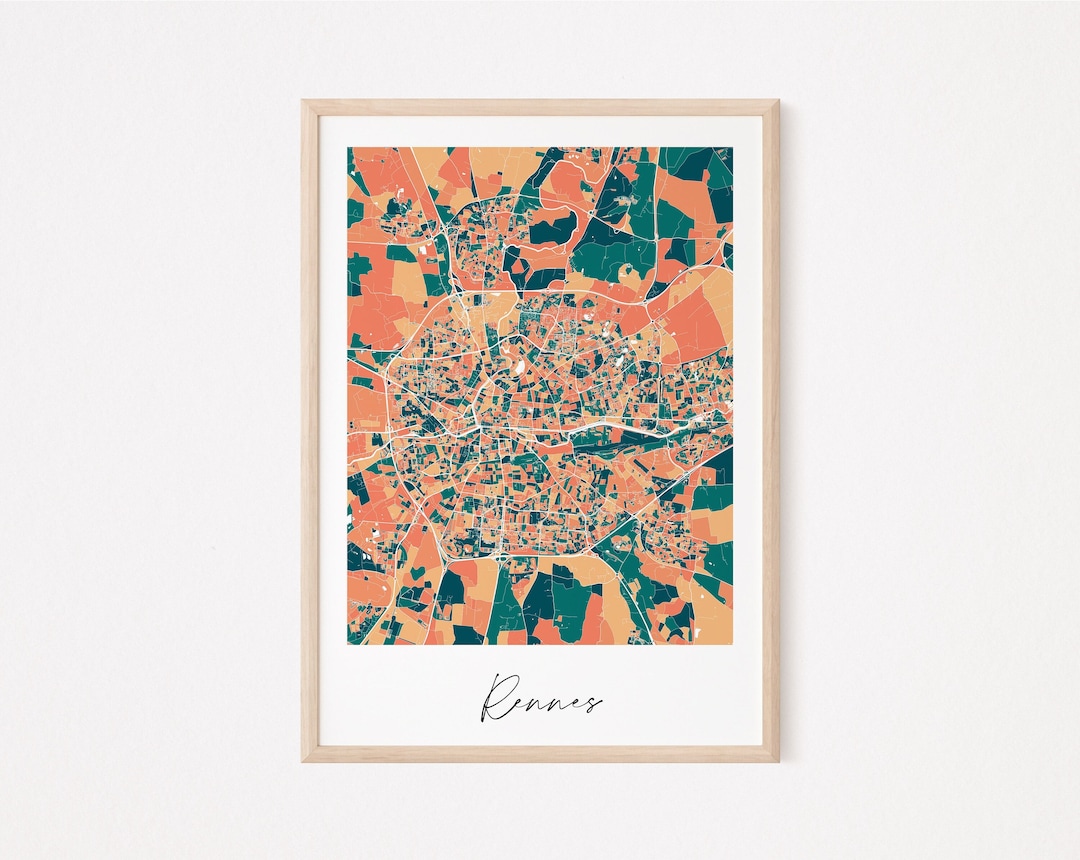 RENNES Original Rennes Poster, Brittany Poster, Rennes Map, Rennes ...