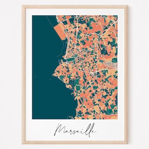 MARSEILLE - Carte originale de Marseille/ affiche Marseille, poster Marseille, map Marseille, design Marseille ville décoration personnalisé