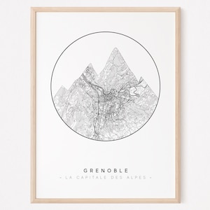 GRENOBLE - Carte originale de Grenoble / affiche Grenoble, poster Grenoble, map Grenoble, design Grenoble, ville, décoration, personnalisé