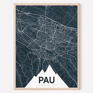 PAU - Carte originale de Pau/ affiche Pau, poster Pau, map Pau, design Pau, ville, décoration, personnalisé, montagne, pyrénées, ski