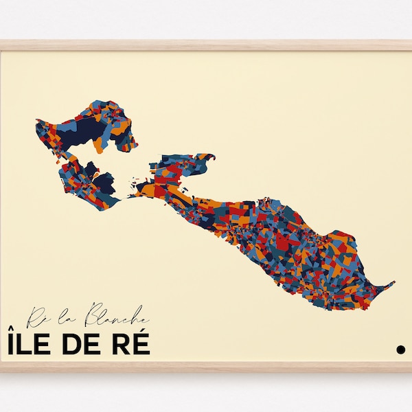 ÎLE DE RÉ- Carte originale de l'île de Ré/ affiche île de Ré, poster île de Ré, map île de Ré, design île de Ré, ville, décoration, océan