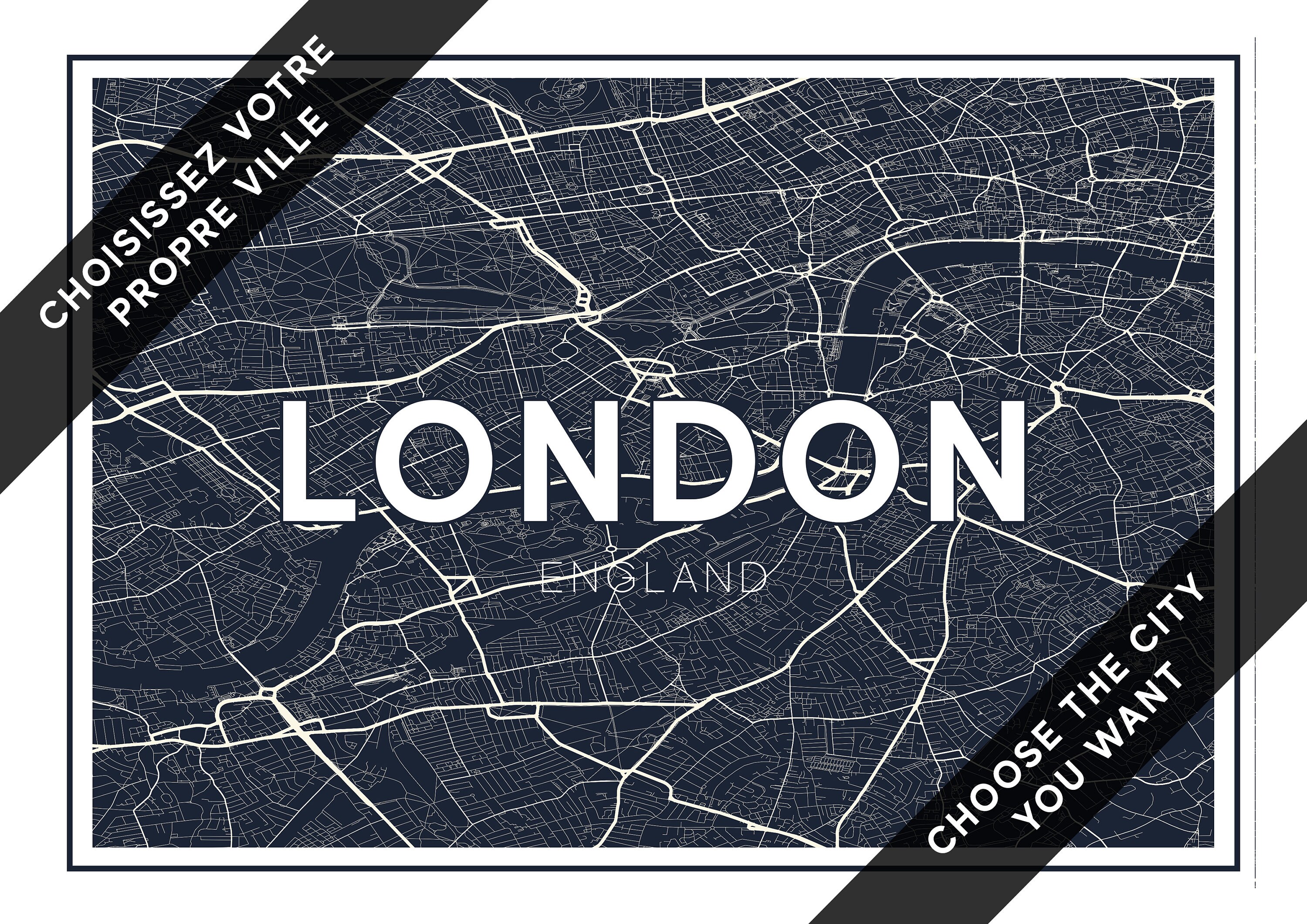 Poster Personnalisé // Carte, Décoration, Design, Street, Rue, Original, France, sur Mesure, On Dema