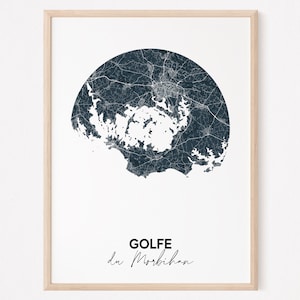 GOLFE DU MORBIHAN - Carte originale du Golfe du Morbihan / affiche Golfe du Morbihan, poster Golfe du Morbihan, map, bretagne, personnalisée