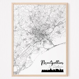MONTPELLIER - Carte originale de Montpellier/ affiche Montpellier, poster Montpellier, map Montpellier, design Montpellier, ville décoration