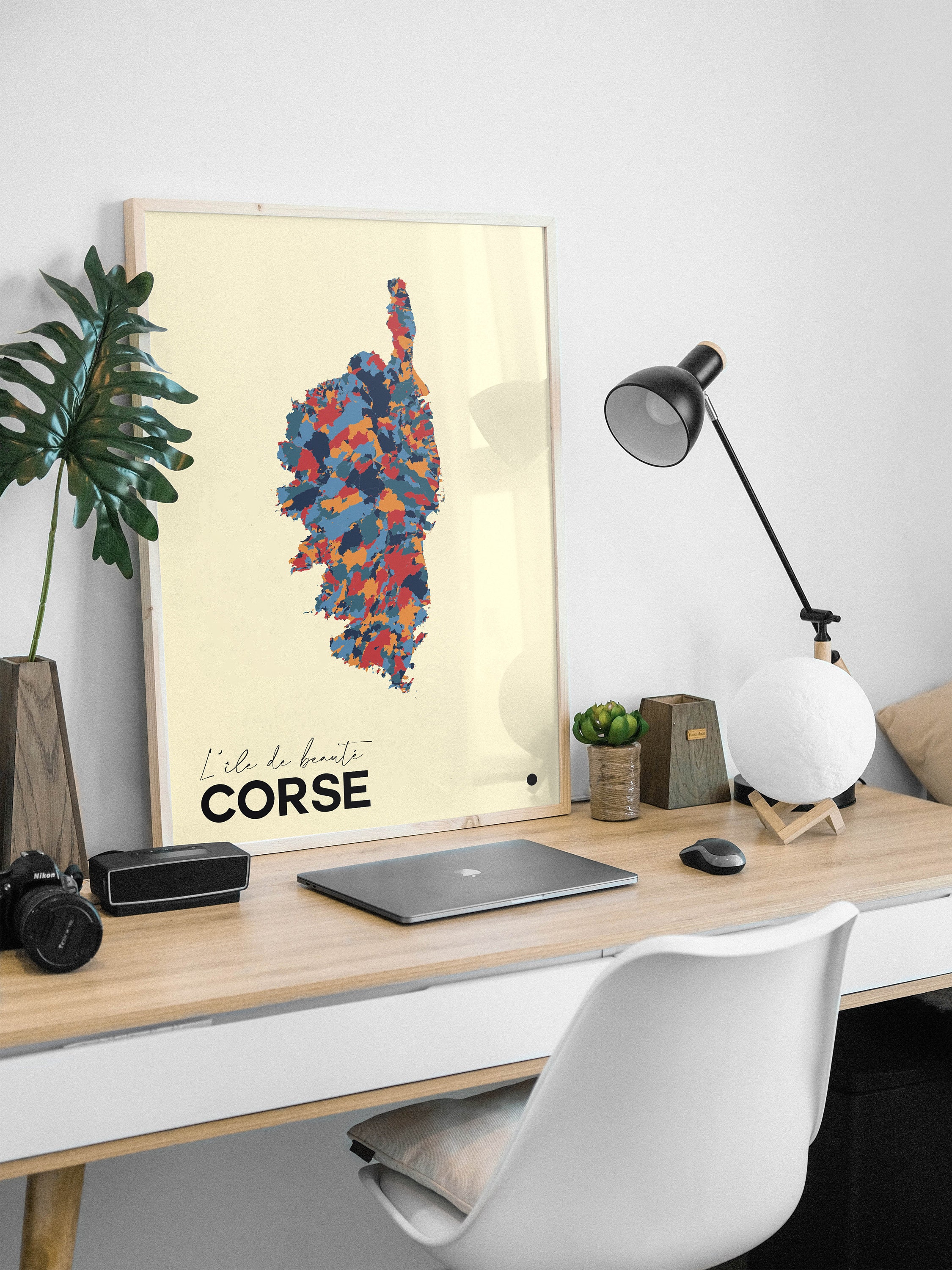 Corse - Carte Originale de Corse/ Affiche Corse, Poster Map Design Ville, Décoration Personnalisé Ca