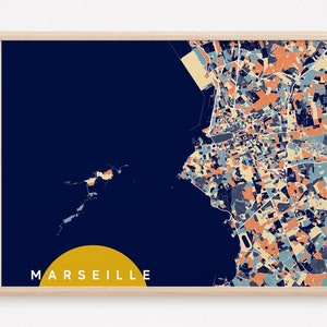 MARSEILLE - Carte originale de Marseille, Design, Poster, Street, Rue, Original, France, sur mesure, on demand, minimalisme,personnalisé