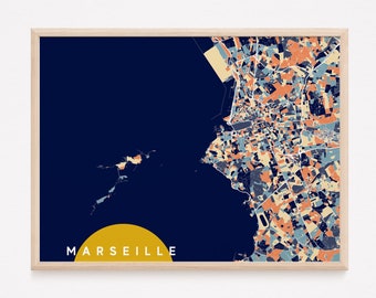 MARSEILLE - Original map of Marseille / city of Marseille, Marseille poster, Marseille design, france, decoration, print, wall map print