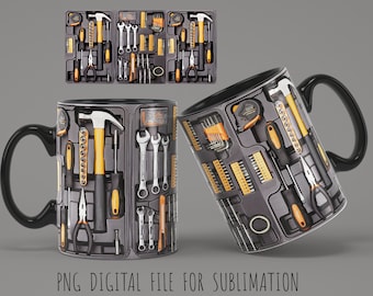 mechanic tools PNG 12oz and 15oz Cricut Mug Press designs Templates sublimation mug, Holiday Mug, funny, dad father day