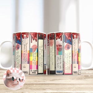 VHS parody horror movies png mug wrap 12oz and 15oz  funny halloween design, Cricut Mug Press designs Templates sublimation wrap,