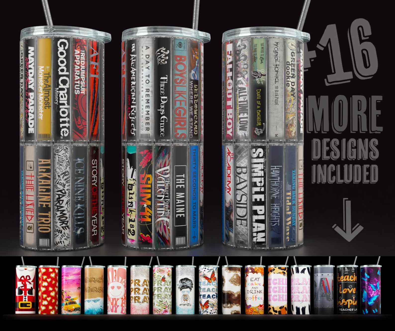 Punk Rock/emo 20oz Tumbler Wrap PNG Alternative Rock/ Pop Rock Etsy