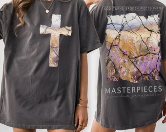 God turns broken pieces into masterpieces PNG shirt bundle 5 trending christian designs Sublimation digital download cottagecore shirt cross