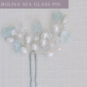 Mini Sea Glass Hair Pin, Sea Glass Wedding Accessory, Sea Glass Hair Pin, Bridal Hair Accessory, Beach Wedding image 1